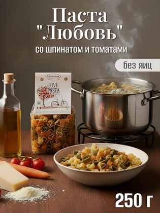 Паста фигурная со шпинатом и томатами Любовь, Dalla Costa 250 г