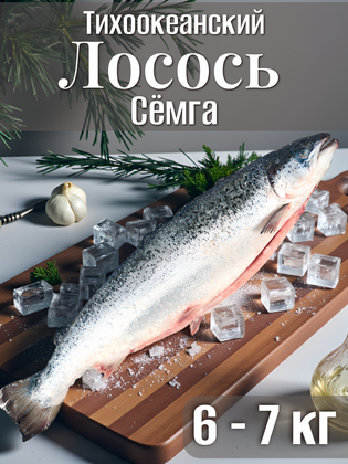 Лосось свежемороженый потрошёный с головой премиум Семга, Чили, 6-7 кг